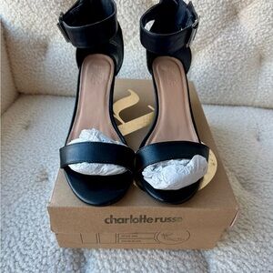 Charlotte Russe Black Open Toe Wedge Ankle Strap Sandals Size 8